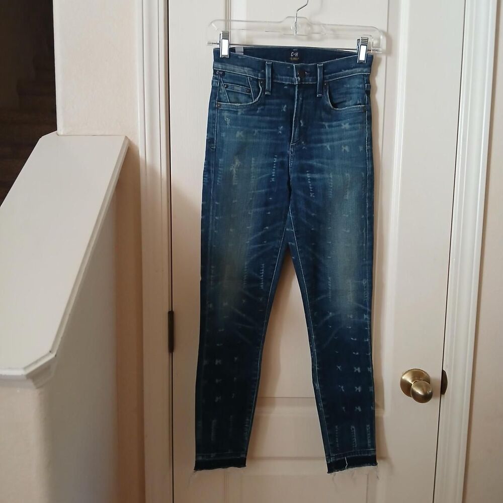 NWOT Citizens of Humanity Rocket Crop High Rise Skinny Jeans 24 Distressed Edgy